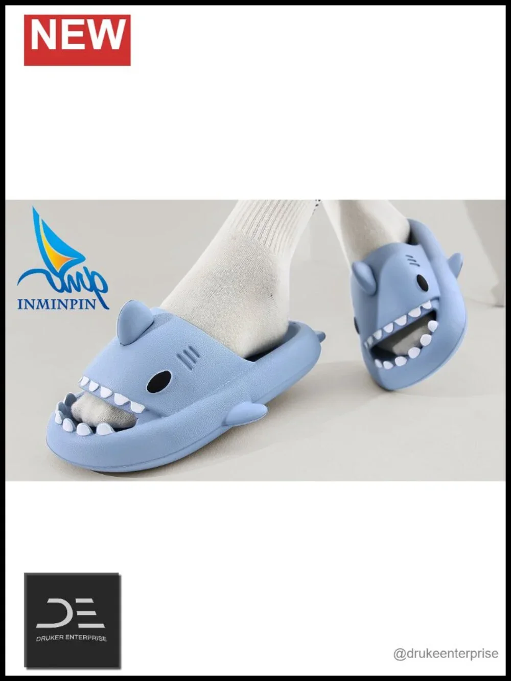Men's Women's Shark Slides Cushioned EVA Slippers Non-Slip Sole Beach Pool